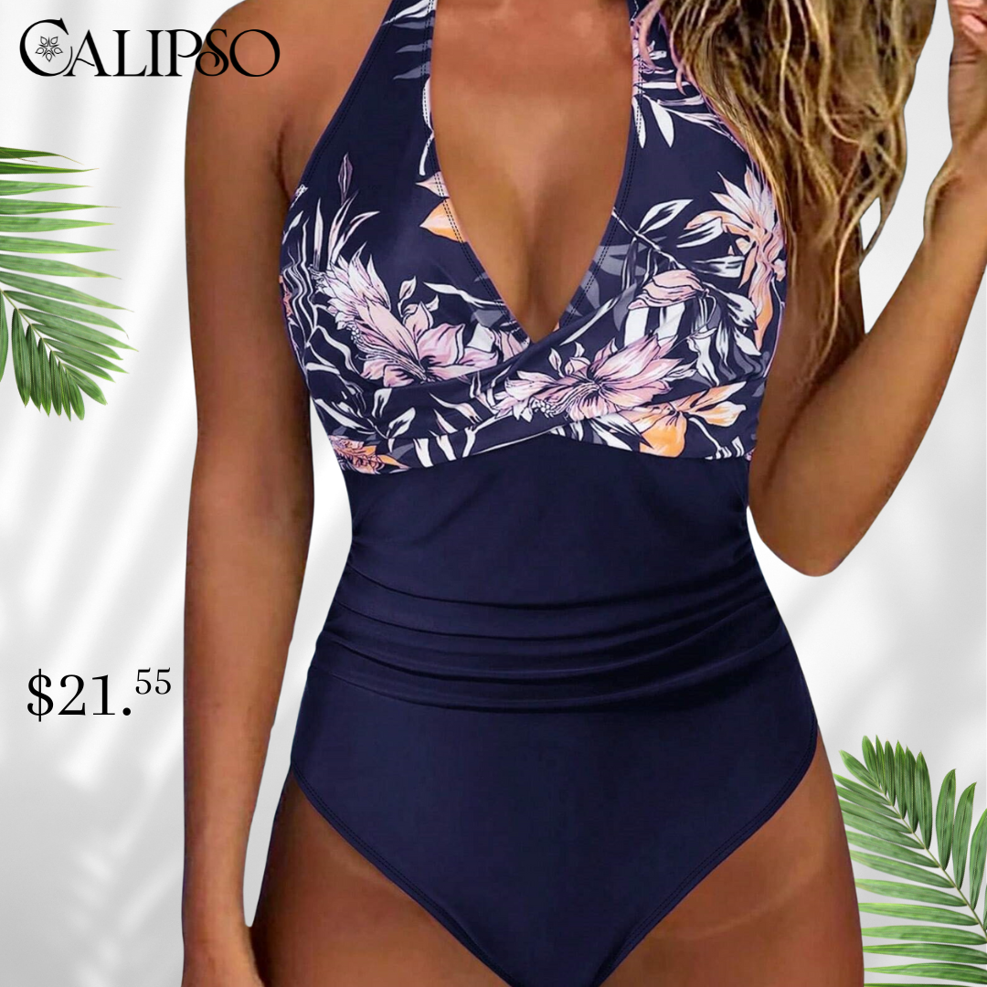Navy blue trip swimsuit