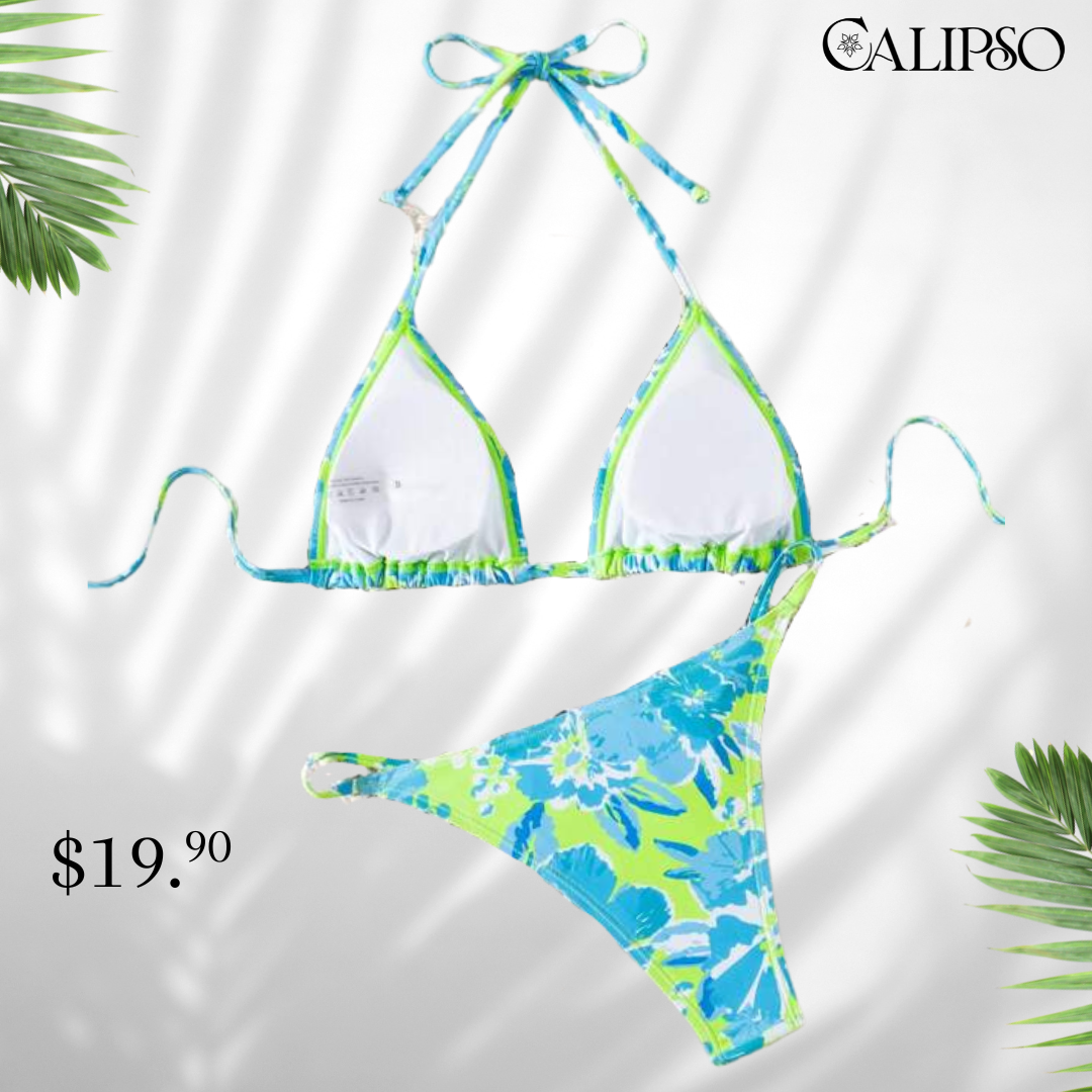 Aqua flower bikini