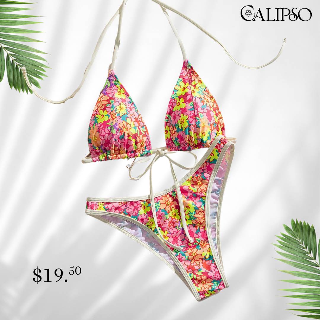 Tropical flower garden bikini
