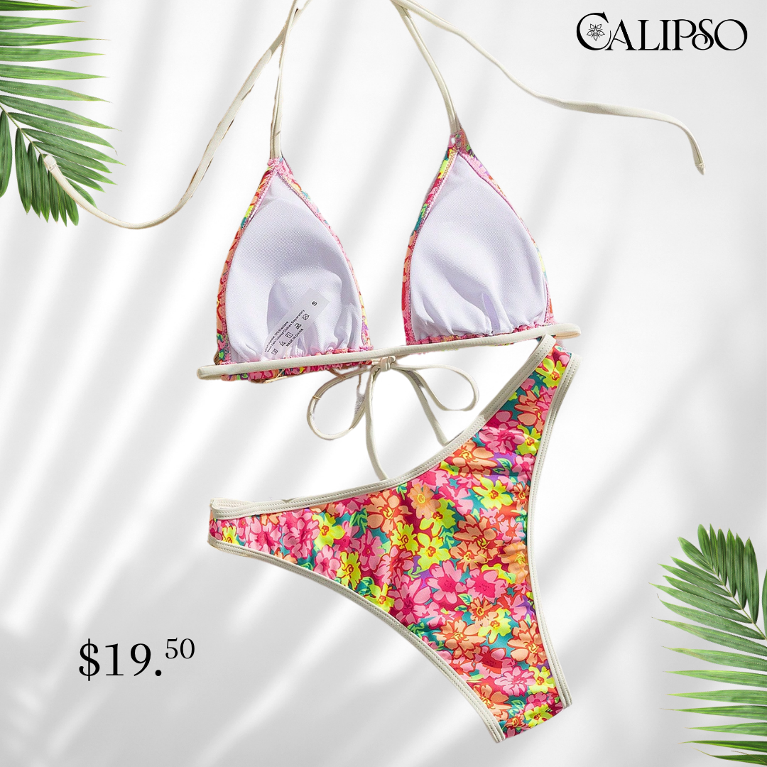 Tropical flower garden bikini