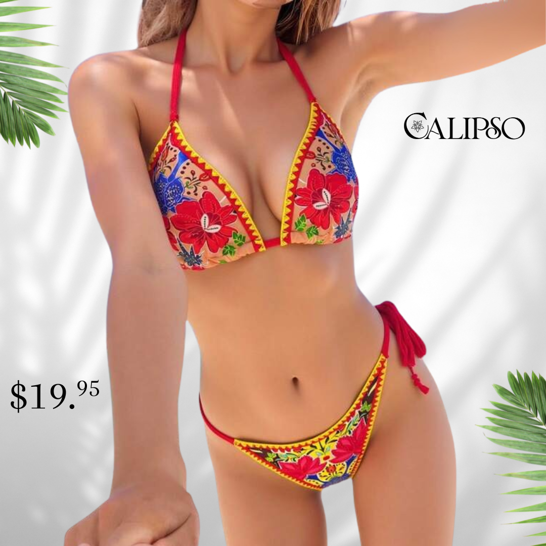 Fire flowers bikini