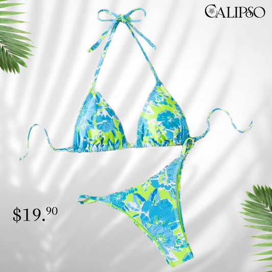 Aqua flower bikini