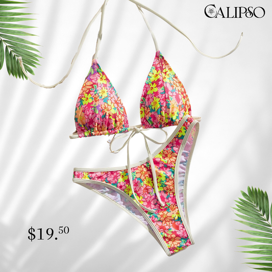 Tropical flower garden bikini